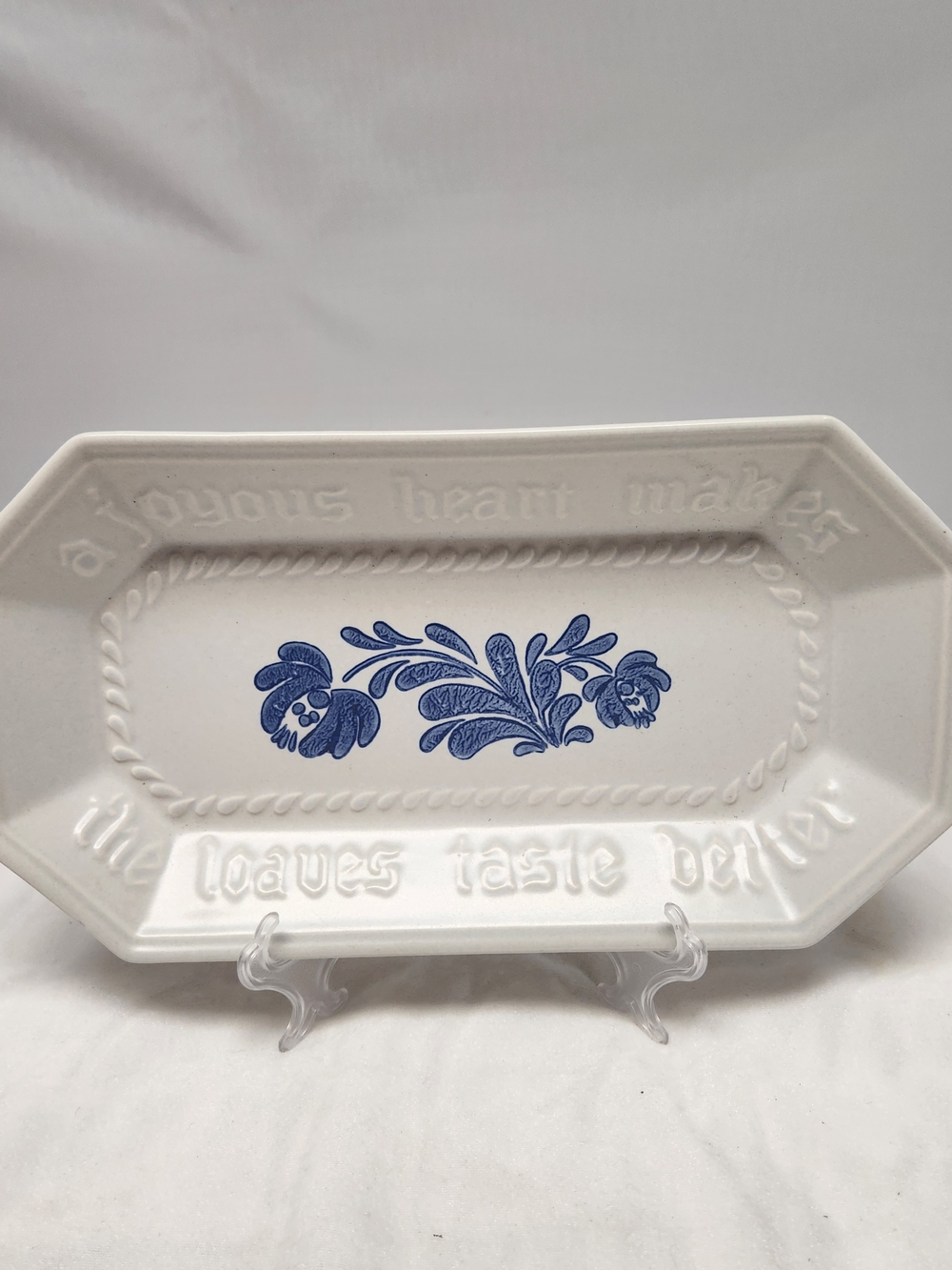 Pfaltzgraff White Platter with Blue Floral Center